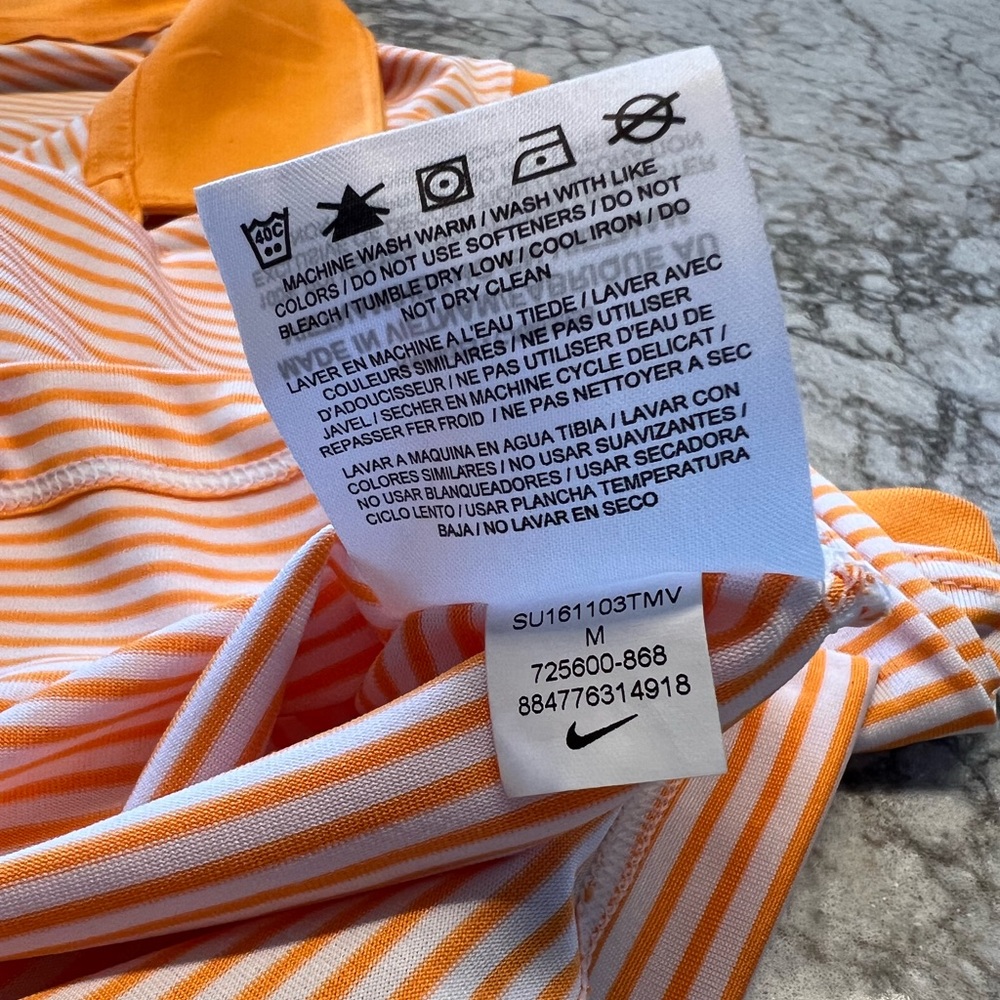 Nike Golf Orange and White Stripe Dry-Fit Top -Size Medium - Picture 10 of 12